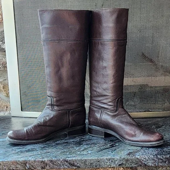 Santana Canada Cognac Leather Riding Boots Size 7.5M - Picture 7 of 15